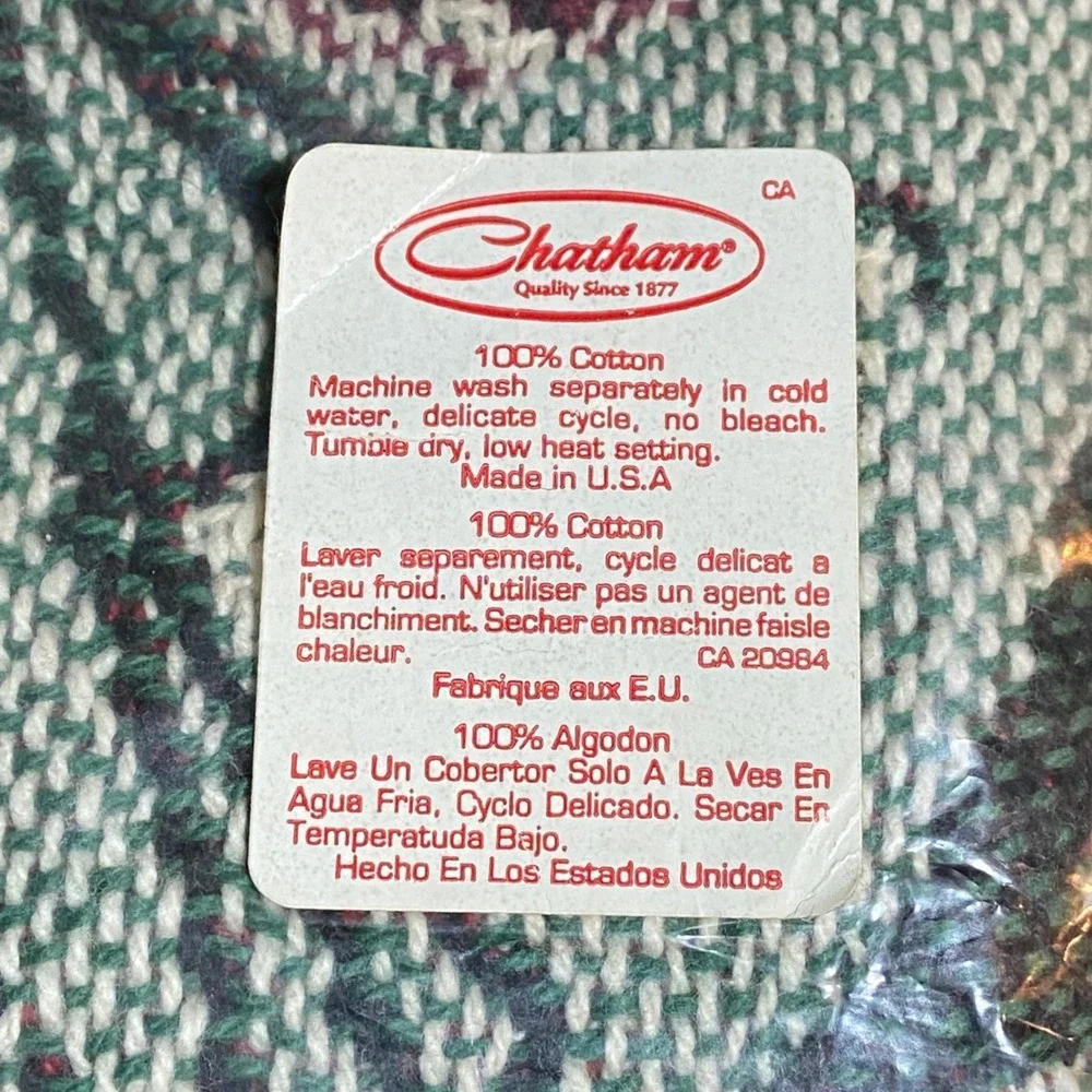 Vintage Chatham Cotton Classics Mother Poem Woven Tapestry Throw Blanket Rose